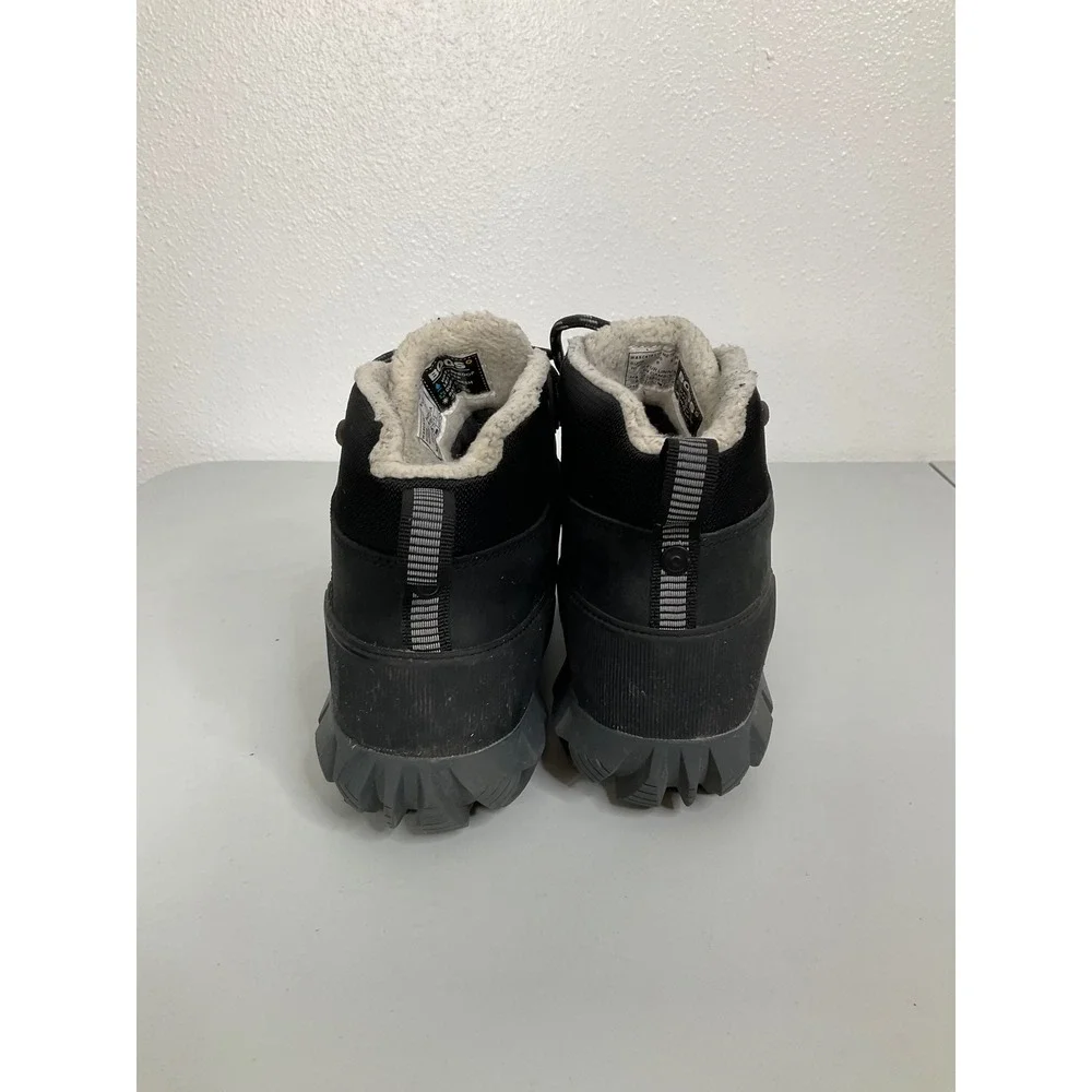 Bogs Warcata LTR Waterproof‎ Leather Winter Boots Black Faux Fur Lined Womens 8